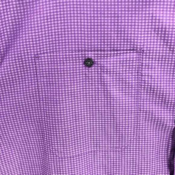 Synergy Mens Size 4XL Short Sleeve Button-Up Collared Shirt in Purple Check - Picture 4 of 6